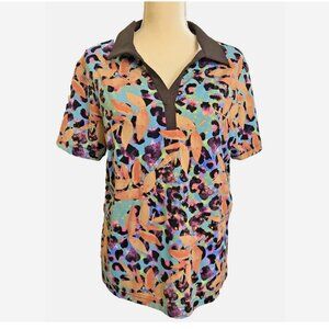 EIS Sun Shirt 2X Golf Tropical Print Polo Top NWT Equestrian Equi In Style